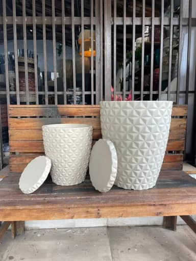 Kit 2 Vasos Polietileno Coluna Berlian Gold 3D (Bege)