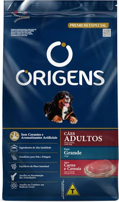 Origens Ração Seca Para Cães Adultos De Grande Porte Sabor Carne e Cereais 3Kg