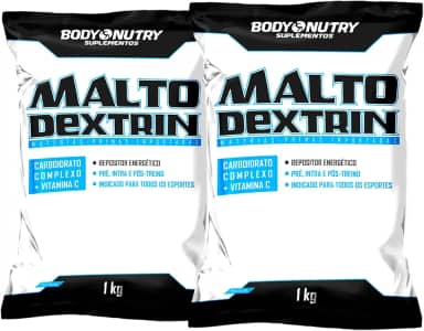 Kit 2x Maltodrextrina 1kg Repositor Energético Pré e Pós Treino Fonte de Carboidratos + Vitamina C Auxilia na recuperação da Função Muscular Matéria Prima Importada Original - Body Nutry (1Kg, Natural)