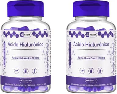 Acido Hialuronico 100mg 60 capsulas - 4 Health - Kit 2 POTES
