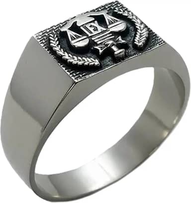 Anel de Formatura em Direito, Prata Maciça 950, com Caixa de Veludo