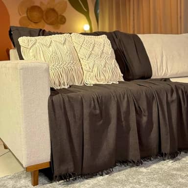 Manta para Sofá Super King, 400 x 180 cm, 100% Algodão (Marrom Escuro)