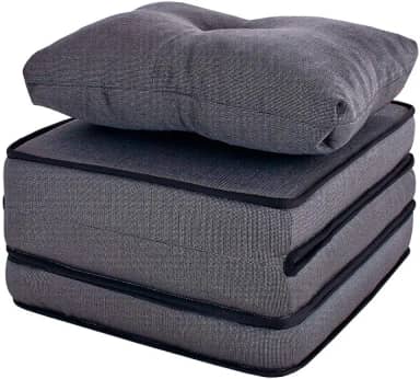 Puff Multiuso com Lençol e Travesseiro Solteiro 3 em 1 em Tecido e Courvin Bf Colchões