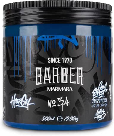 barber marmara No.34 Gel para Pentear Cabelo 500 Ml – Gel para Cabelo Masculino – Fixação Forte – Sem Colagem E Sem Resíduos – Sem Álcool – Fragrância Fresca – Gel para Cabelo – Aparência de Cabelo Mo