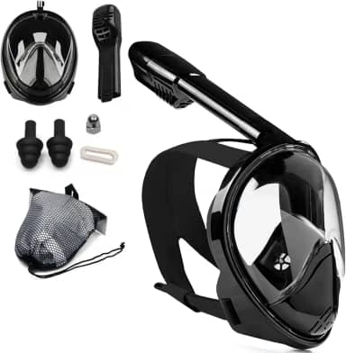 Máscara de Snorkel Full Face com Suporte para GoPro, Kit Completo 180° Visão Panorâmica, Antivapor e Antivazamento, Para Homens e Mulheres