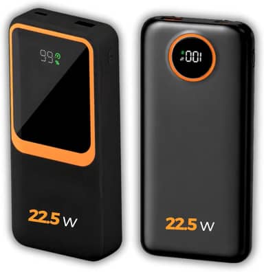 Carregador Portátil (Power Bank) 20000Mah Turbo 22.5w Carregamento Ultra Rápido PD Visor Led com 2 Saídas Compatível com Android e IOS (Preto)