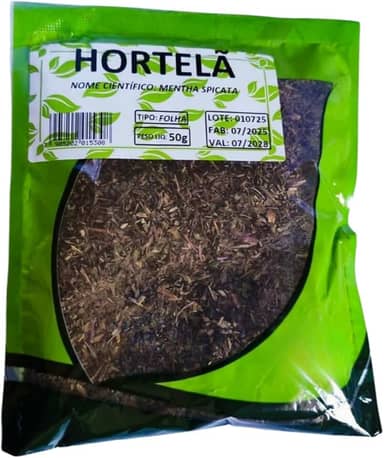 Hortelã Natural em Folhas, Chá Digestivo e Refrescante, Mentha Spicata, 50g Produto Orgânico
