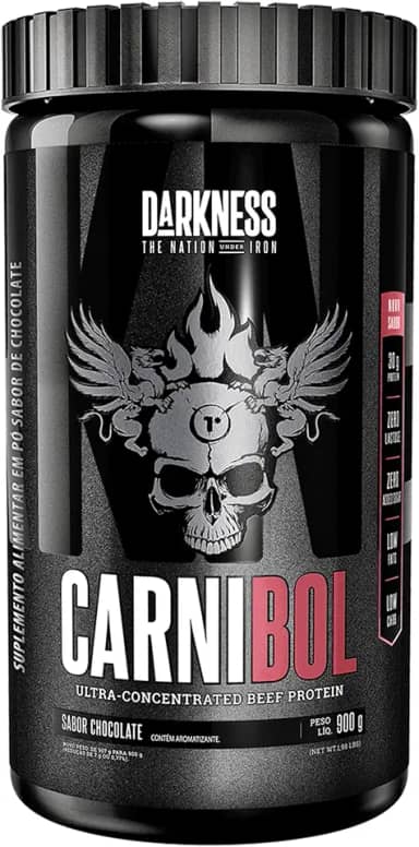 DARKNESS Carnibol Proteína Ultra Concentrada de Carne em Pó Sabor Chocolate - Complemento Proteico de Alto Rendimento - Ganho de Massa Muscular e Aumento de Força - Pote 900g