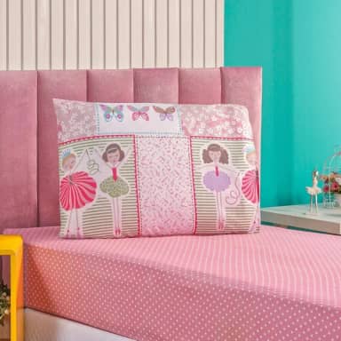 Jogo de Cama Infantil Solteiro Bouti Kids 02 Pçs Ballet Rosa