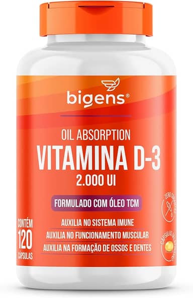 Vitamina D3 2000ui, Softgel, Em Óleo Tcm (mct), Bigens (Unidade) (120 Cápsulas)