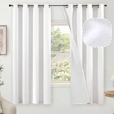 Cortinas blackout para quarto de 153 cm de comprimento, conjunto de 2 painéis, isolamento térmico, 100% blackout, privacidade, isolamento acústico, ilhós, cortinas de linho de casa de fazenda, para