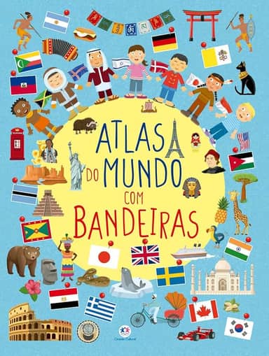 Atlas do mundo com bandeiras