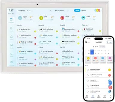 Calendário digital inteligente de 25,5 cm, agenda de refeições HD, tela sensível ao toque, agenda digital sem costura (sem bateria)