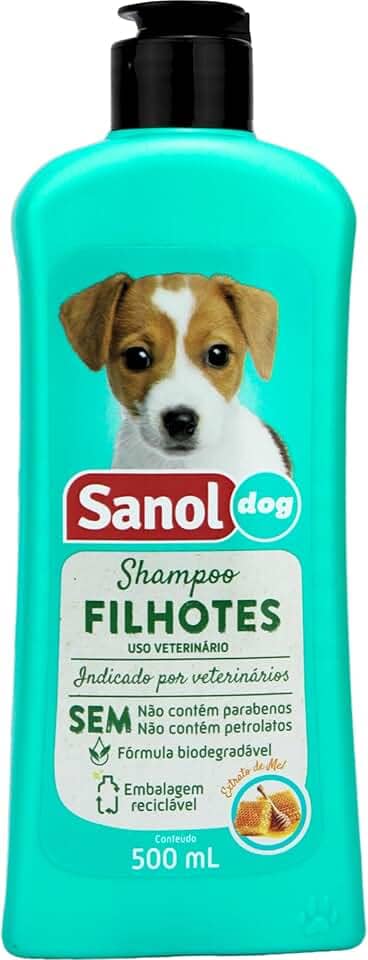 Sanol Dog Shampoo De Pêlos Para Cães E Gatos Filhotes 500 Ml Verde