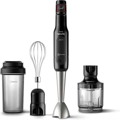 Philips Walita Preto e Inox Mixer Pro - Mix 4 em 1 - SpeedTouch com guia de velocidade - Copo para viagem - Fácil de limpar - 400W - 220V (RI2622/70)