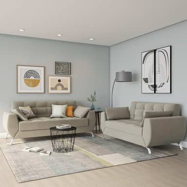 Conjunto de Sofá 2 e 3 Lugares Larissa Suede Bege