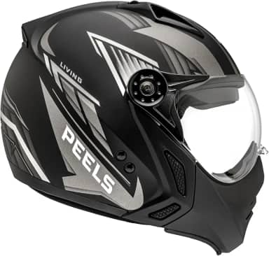 Peels Capacete Aberto Moto com Queixeira Removível e Óculos Solar Interno Mirage Living Preto Fosco/Grafite 58