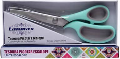 Tesoura de Picotar Escalope Corte Arredondado Profissional - 9" Polegadas Proporciona Cortes Perfeitos Em Tecidos E Materiais Diversos, Aliando Resistência