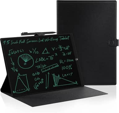 Tablet de escrita LCD para adultos: 9,5 polegadas com capa de couro, bloco de notas apagável reutilizável