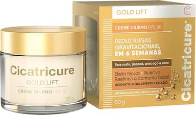 Cicatricure Gold Lift Creme Diurno FPS 30 | Reduz Rugas gravitacionais em 6 semanas | Efeito tensor nutritivo reafirma contorno facial, papada, pescoço e colo | Hidratante facial clareador | 50g