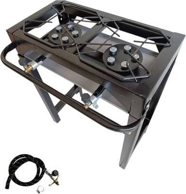 Fogão Industrial 2 Bocas Alta Pressão. Preto, com Estrutura em Aço Carbono