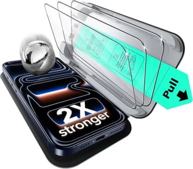 ESR Pacote com 3 protetores de tela para iPhone 17 Pro Max, à prova de estilhaçamento de grau militar, dureza 9H, cobertura total, vidro temperado com bandeja ultra ajustada