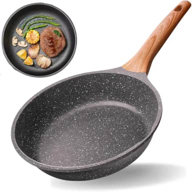 Frigideira Antiaderente Cerâmico Frita Sem Óleo 28cm Funda Cabo Madeira Não Gruda Fogão Indução/Gás