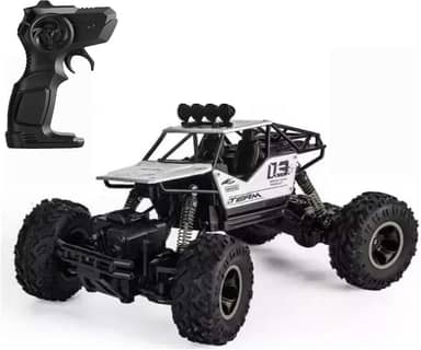 Carrinho De Controle Remoto 4x4 Monster Truck Rock Crawler 4WD Hight Speed Brush Off-Road Truggy + Bateria Extra (Prata)