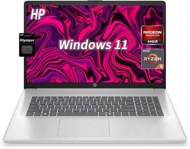 HP Laptop FHD de 17,3 polegadas | AMD Ryzen 5, RAM LPDDR5 de 8 GB | Armazenamento SSD PCIe NVMe de 512 GB, Tipo-C/A, HDMI, câmera de privacidade, Bluetooth, Wi-Fi 6, Windows 11 Home, bateria de longa
