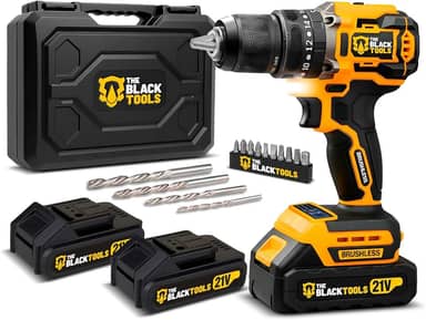 Parafusadeira Furadeira de Impacto Sem Fio 21V Brushless 2 Baterias The Black Tools TB-21YX