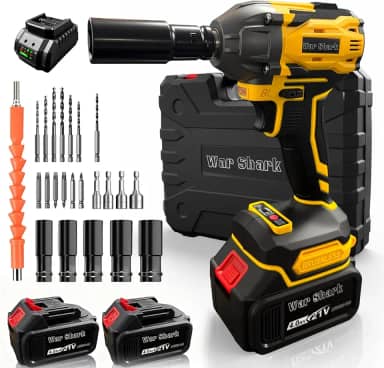 900 N/M Chave De Impacto Parafusadeira Com 2 baterias, Alta Velocidade Até 3500 RPM, Furadeira de Impacto Multiuso de 900N com Cabo de Borracha e Carregador, Parafusadeira e Furadeira