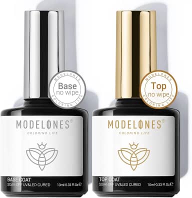 modelones Gel Superior Base Casaco Conjunto 2 Pçs Gel Unha Polonês Sem Limpeza Gel Claro Casaco Superior Lâmpada Do Prego Precisa de Longa Duração Brilhante 10Ml Presentes para Mulher