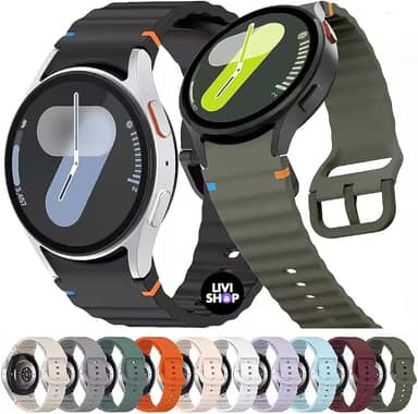 Pulseira Compatível com Samsung Galaxy Watch 4, 5, 6, 7 e FE Galaxy Watch 7 40 e 44 mm Silicone Premium Fivela Metal