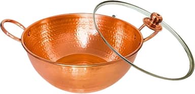Tacho De Cobre Puro 3 Litros Com Tampa de Vidro Alças Cobre