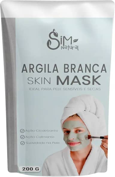 Argila Branca Skin Mask Ideal para Pele Sensível e Secas - Máscara Facial e Corporal 200g