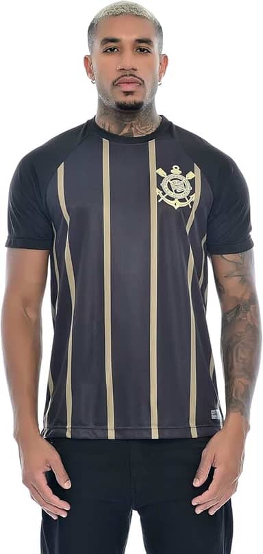 Camisa Corinthians Raglan, Masculina, Preta