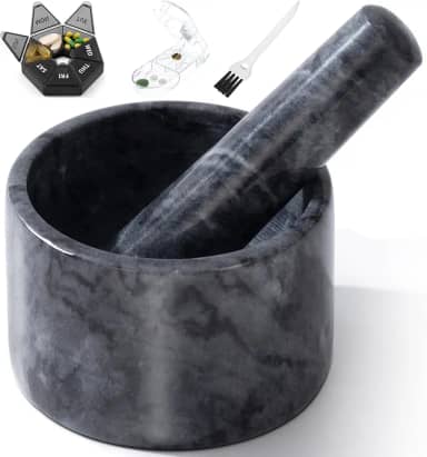 Triturador de comprimidos, conjunto de mini mármore e pilão, triturador de pílulas, pó fino, moedor de comprimidos para mãos artríticas