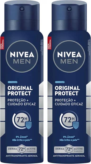 NIVEA MEN Kit Desodorante Antitranspirante Aerossol Original Protect 48h 150ml (2 unidades)