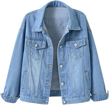 Jaqueta Jeans Feminina Boyfriend Manga Longa Solta Moda Casaco de Transição Primavera Outono com Botão