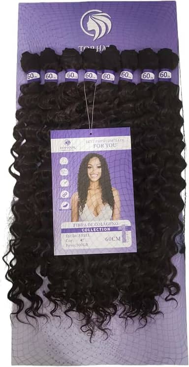 Cabelo Orgânico Cacheado Fibra De Colágeno 60cm 300g 8Telas Top Hair (4#)