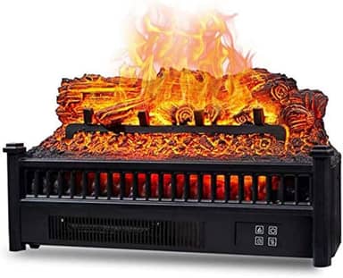 Lareira elétrica autônoma preta com controle remoto, fogão elétrico aciona aquecedor de toras com efeito de chama real, proteção contra superaquecimento, potência de 1800 W 69Tranquilidade