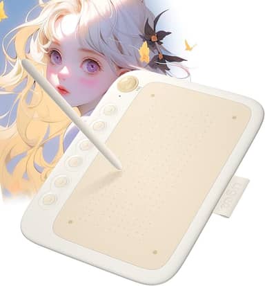 UGEE Mesa Digitalizadora Q6 Para Telefone Android, 6,5x4 Polegadas Tablet Gráfico Com 6 Teclas Para Mac/Windows/Chrome (Bege)