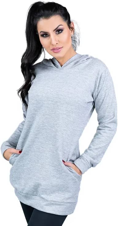 Casaco MVB Modas Feminino Moletom Flanelado Capuz