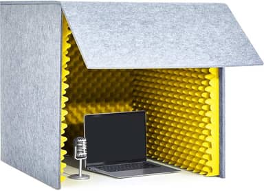 Capa à prova de som para mesa de 71 x 71 cm x 71 cm cabine de gravação vocal portátil com escudo de absorção vocal microfone cabine de isolamento cubo para estúdios de música Podcasts