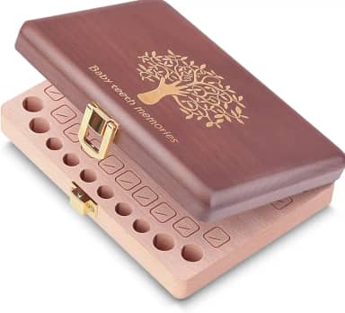 Caixa de dentes de bebê, caixa de lembrança de dentes de bebê, suporte de fada de dente infantil de madeira à mão, caixa de memória de primeiros cachos de dentes perdidos - Estojo de