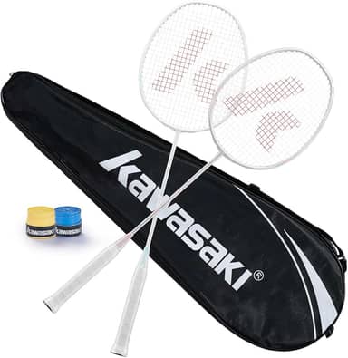 Kawasaki Raquete de badminton profissional grafite eixo badminton conjunto 2 raquete de peteca super leve para treinamento, esportes e entretenimento