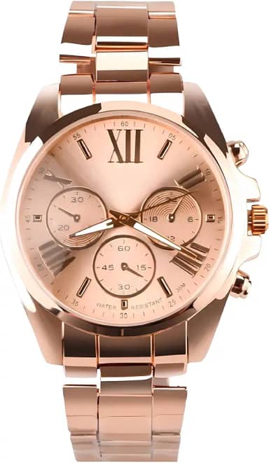 Relógio feminino rose + brincos + pulseira original casual qualidade premium prova dagua