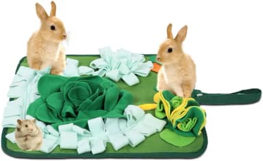 Tapete de forrageamento de coelho, tapete interativo para animais pequenos de 45 x 45 cm com suporte antiderrapante, almofada lavável para animais de estimação para cães, porquinhos-da-índia
