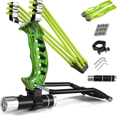 NERUB Conjunto de estilingue profissional de caça com estilingue de pulso e foguete de caça com faixas de lançamento resistentes de alta velocidade catapultas caçador verde