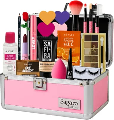 Maleta Maquiagem Profissional Completa Kit Paleta Sombras Pincéis (BRANCA)